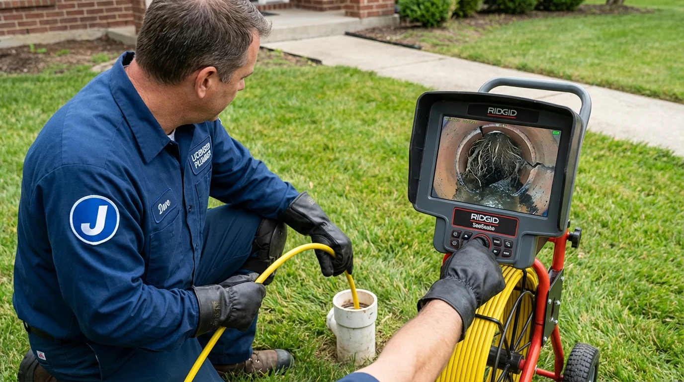 Sewer camera inspection being performed by Johns Plumbing LLC in Crofton